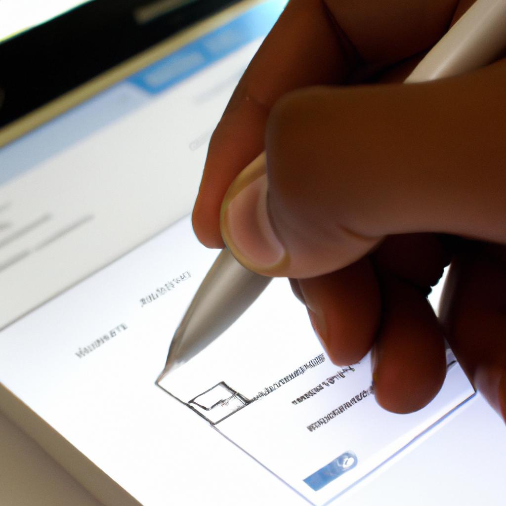 Person using electronic signature software