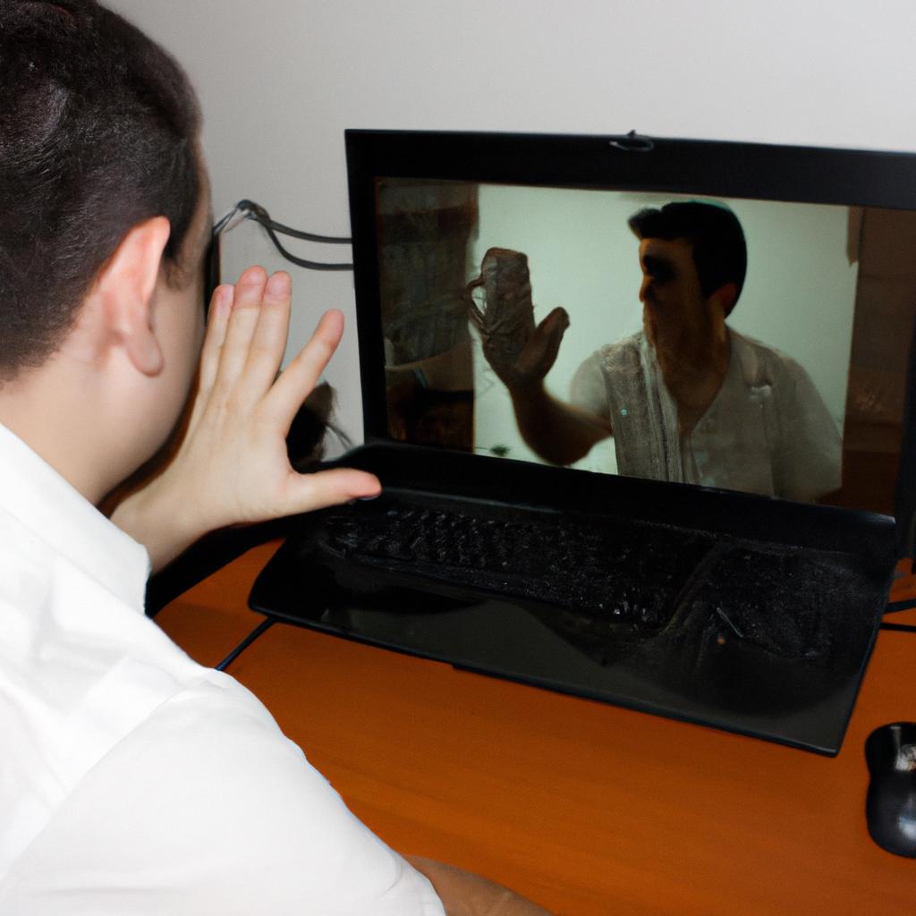 Person using video conferencing