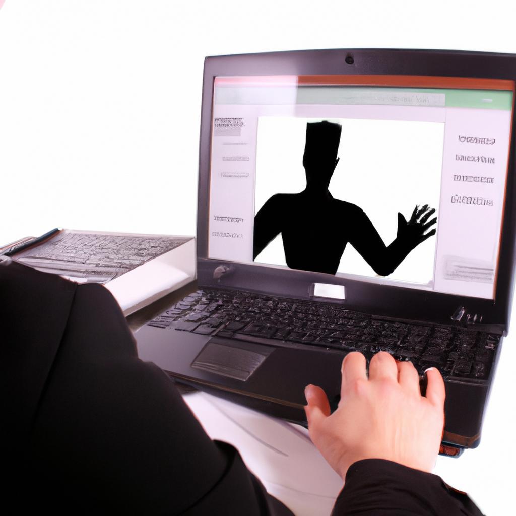 Person using virtual meeting software